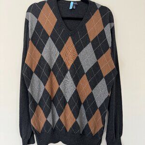 J.Crew Cashmere Argyle Sweater / Sz. L / Tennis Preppy and Cute!